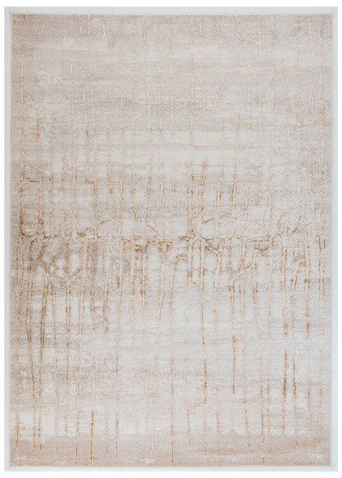 Tapete Abstracto Deslavado en Crema y Dorado