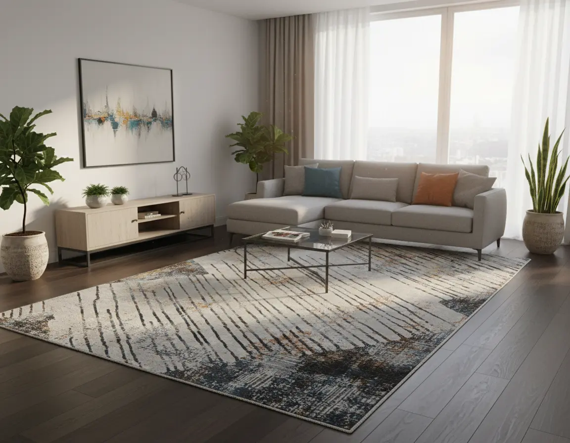 Tapete Moderno Gris con Diseño de Rayas en Gris Oscuro Render