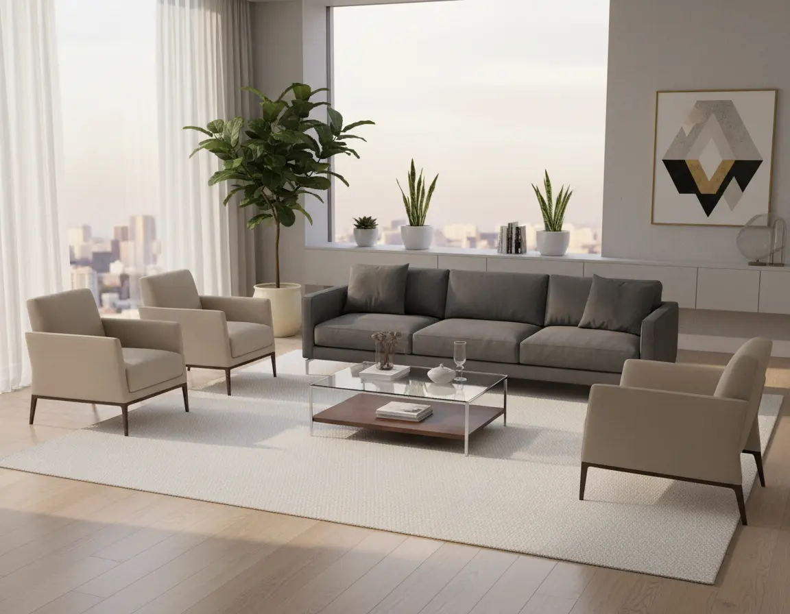 Tapete Moderno Neutro con Textura Sutil Render