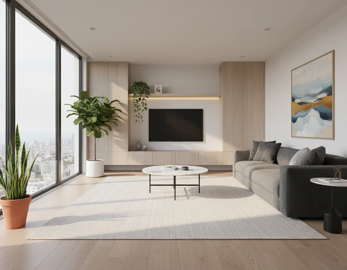 Tapete Texturizado Beige con Diseño Geométrico Sutil Render