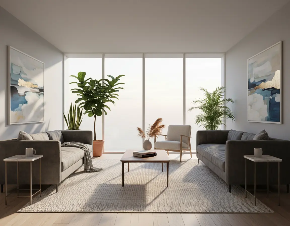 Tapete Texturizado Neutro con Diseño de Tejido Natural Render