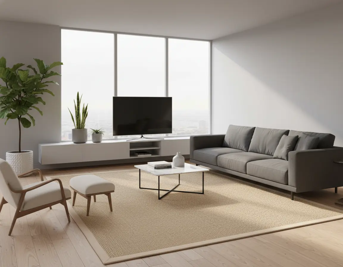 Tapete Texturizado Beige con Borde Sutil para un Toque Natural Render