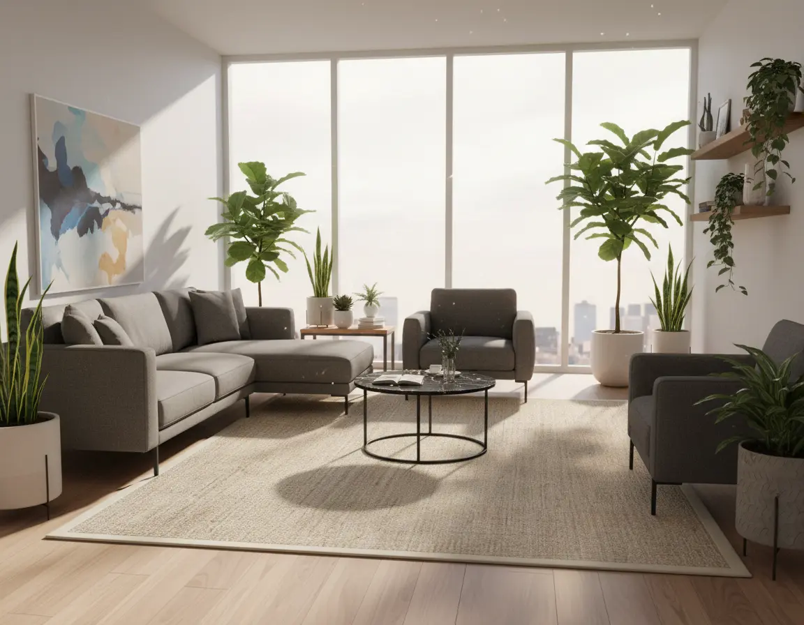 Tapete Texturizado Neutro con Borde Definido Render