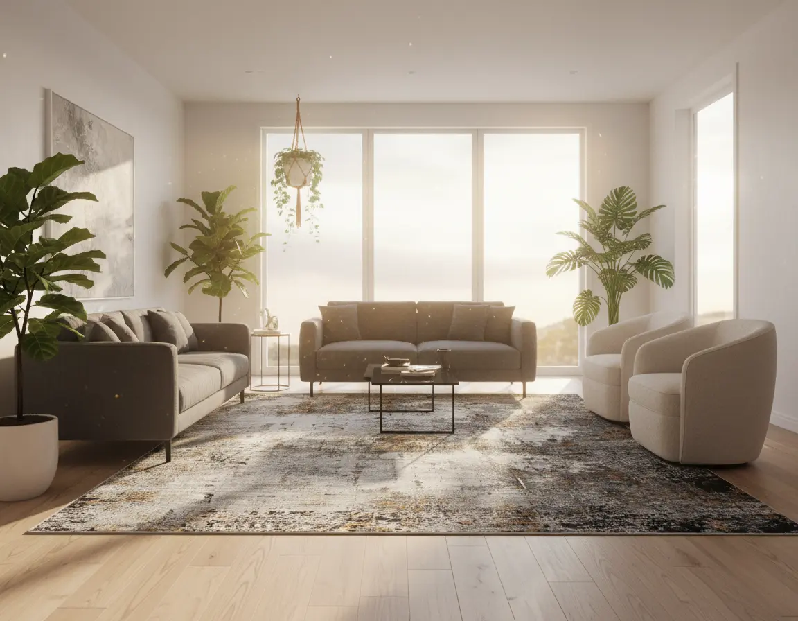 Tapete Moderno Neutro con Diseño Abstracto en Gris Oscuro Render