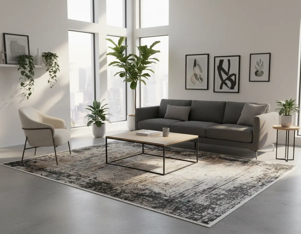 Tapete Vintage Neutro con Diseño Abstracto en Gris Oscuro Render