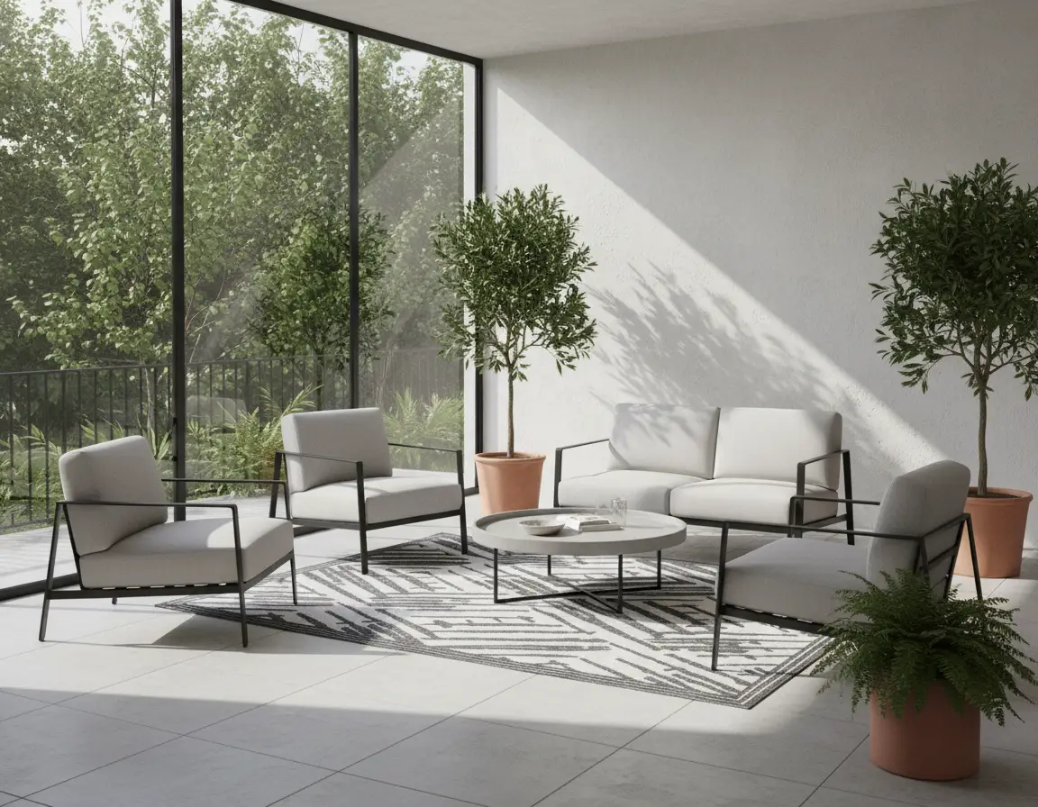 Tapete Moderno Neutro con Diseño Geométrico en Gris Oscuro Render