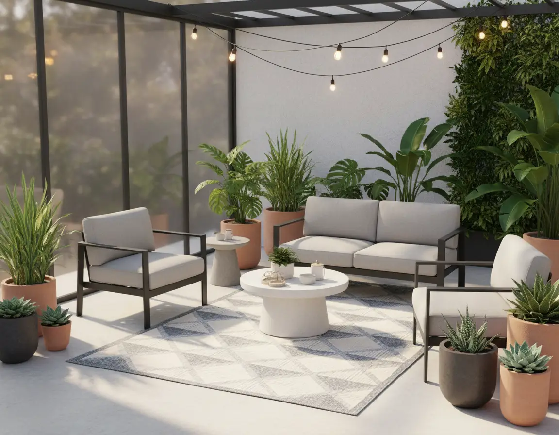 Tapete Moderno Beige con Diseño de Diamantes en Gris Oscuro Render