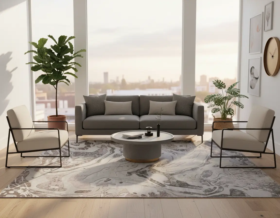 Tapete Moderno Neutro con Diseño Abstracto en Gris Oscuro Render