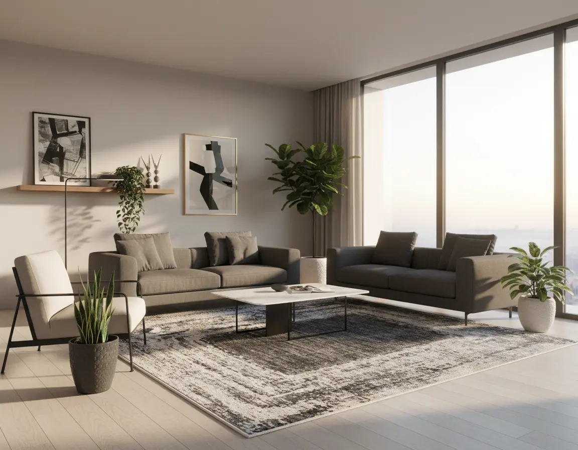 Tapete Moderno Gris con Diseño Abstracto en Gris Oscuro Render