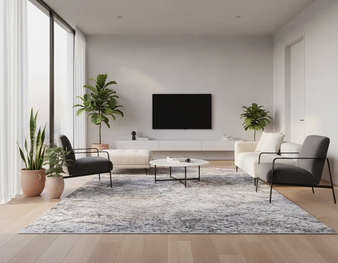 Tapete Moderno Gris con Diseño Abstracto en Blanco Render