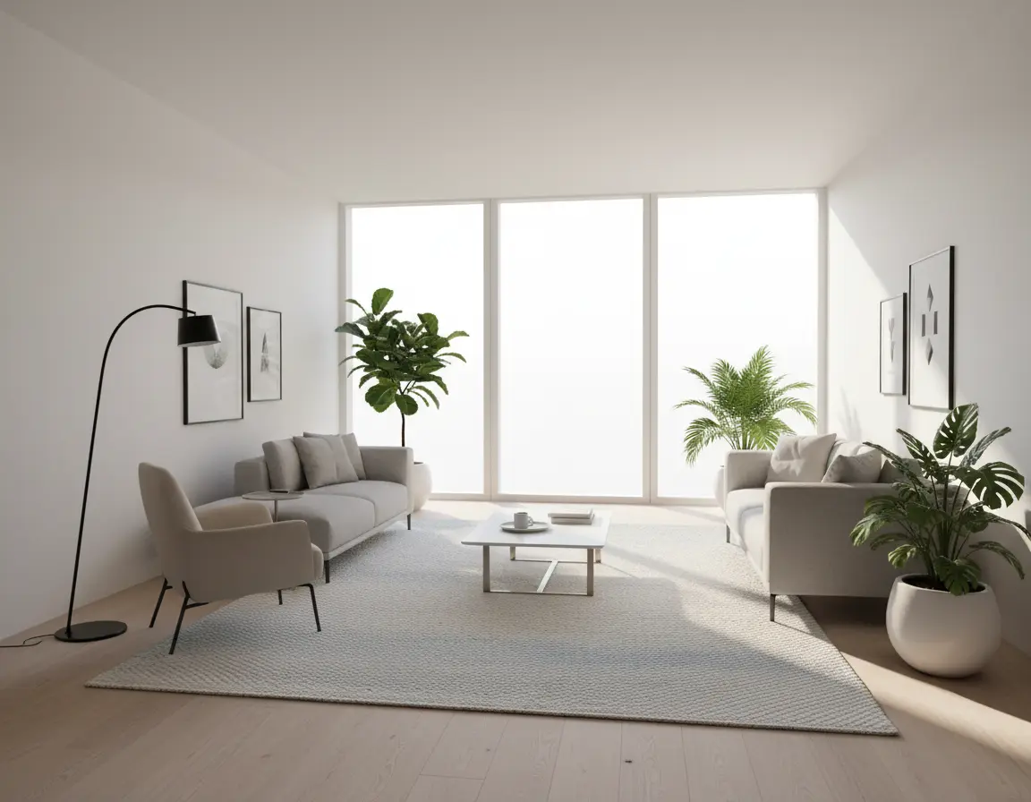 Tapete Texturizado Neutro con Delicados Detalles en Azul Render