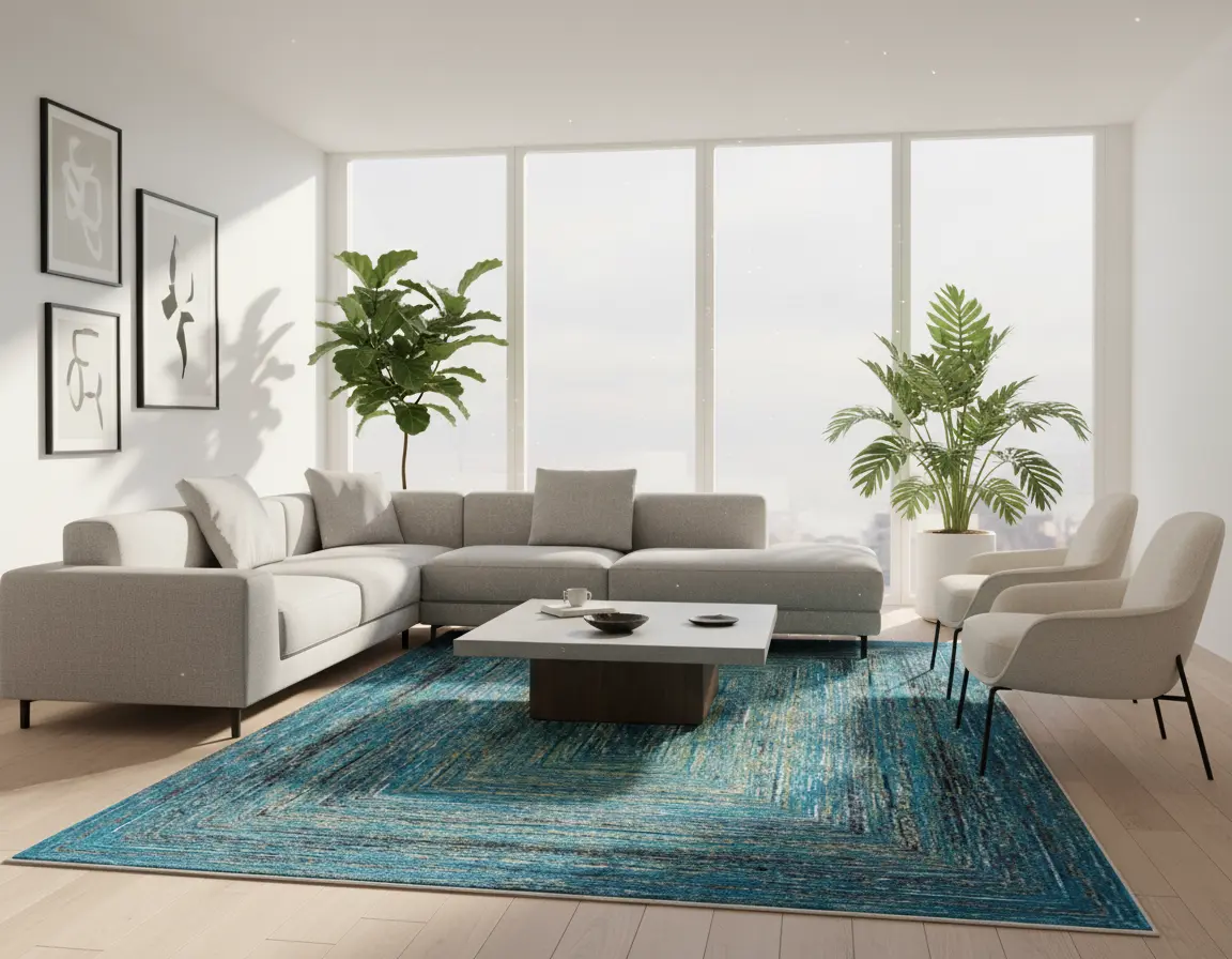 Tapete Moderno Azul con Diseño Geométrico en Gris Oscuro Render