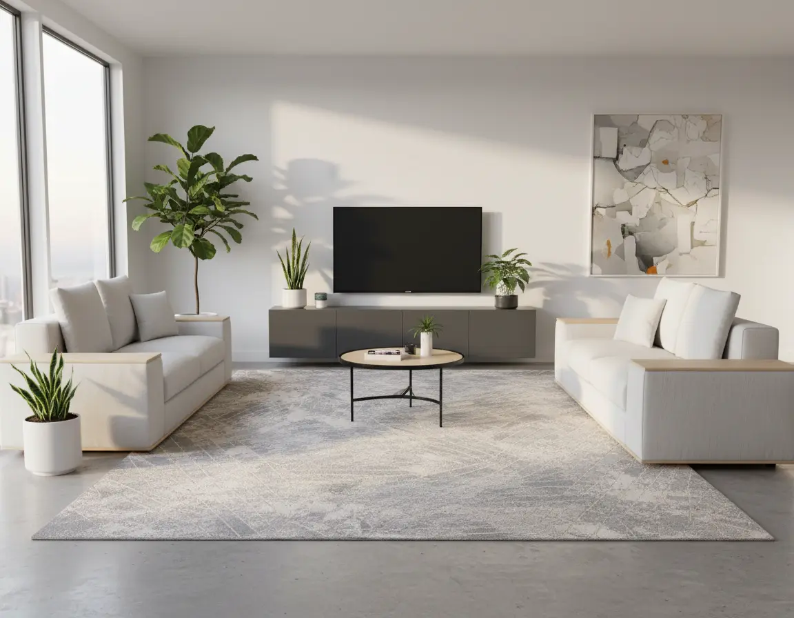 Tapete Moderno Gris con Diseño Abstracto en Neutro Render