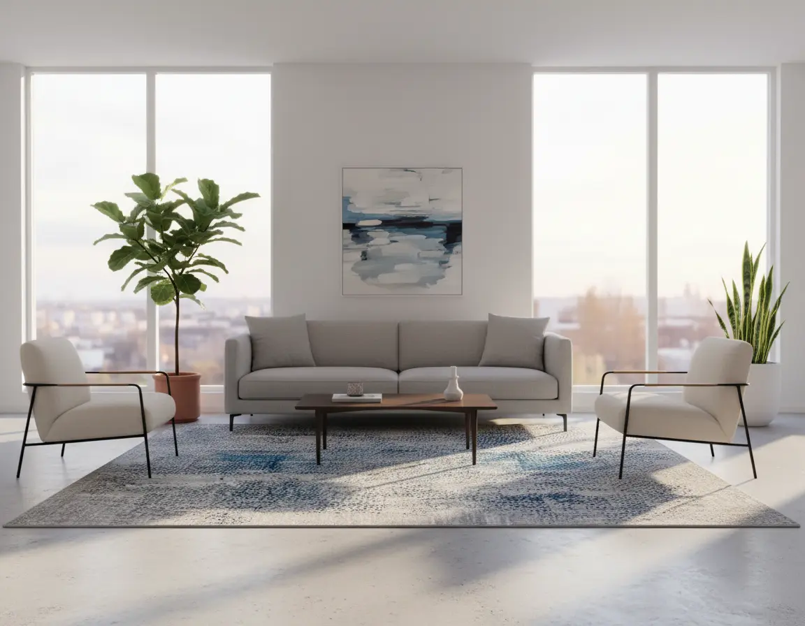 Tapete Moderno Gris con Diseño Abstracto en Azul Render