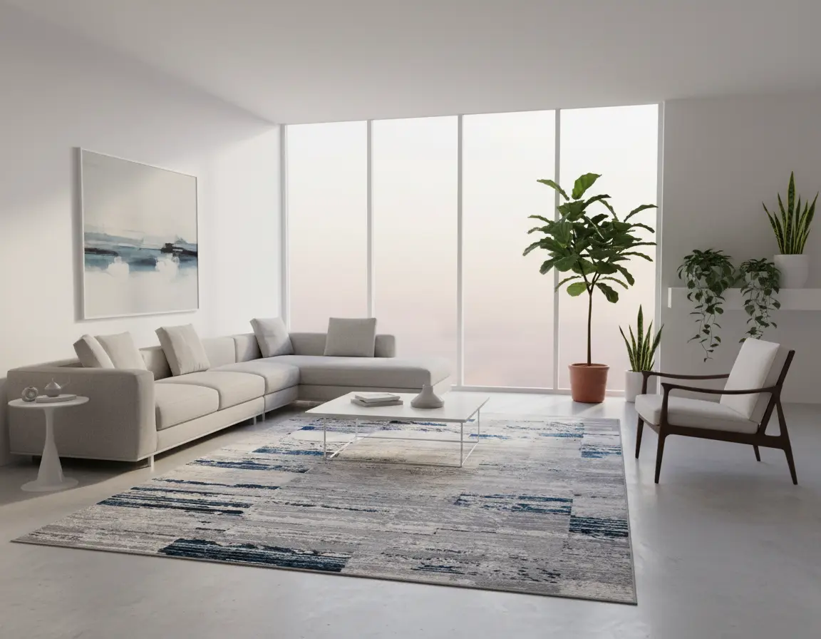 Tapete Moderno Gris con Diseño Abstracto en Azul Render