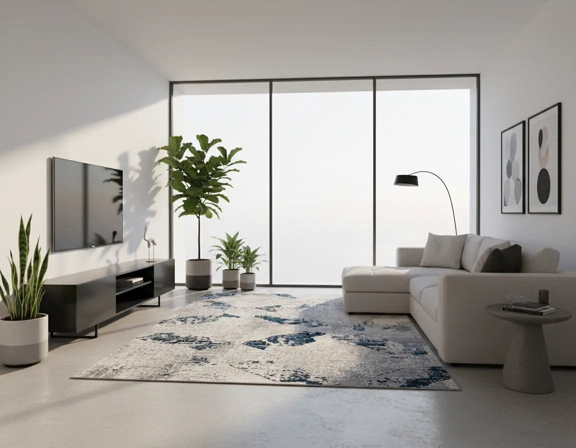 Tapete Moderno Gris con Diseño Abstracto en Azul Render