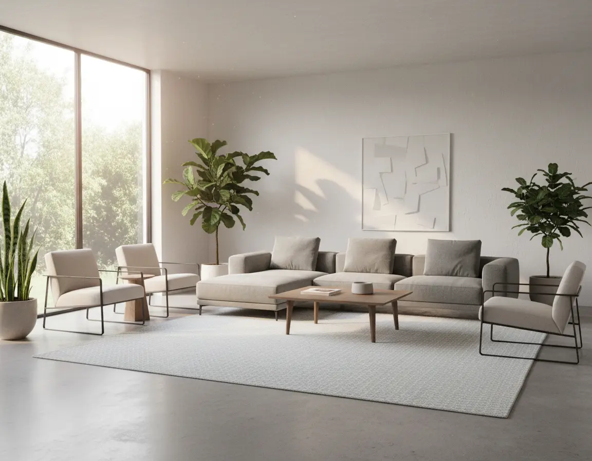 Tapete Moderno Neutro con Diseño Texturizado de Círculos Render