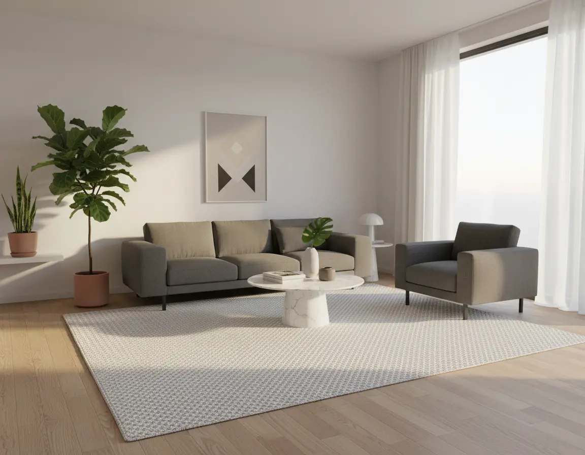 Tapete Moderno Beige con Diseño de Círculos Render