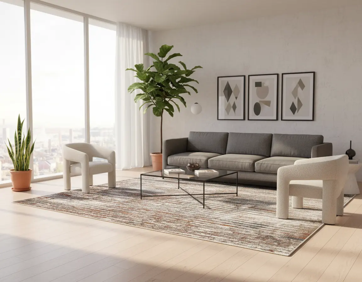 Tapete Moderno Neutro con Diseño Abstracto en Gris Oscuro y Bronce Render