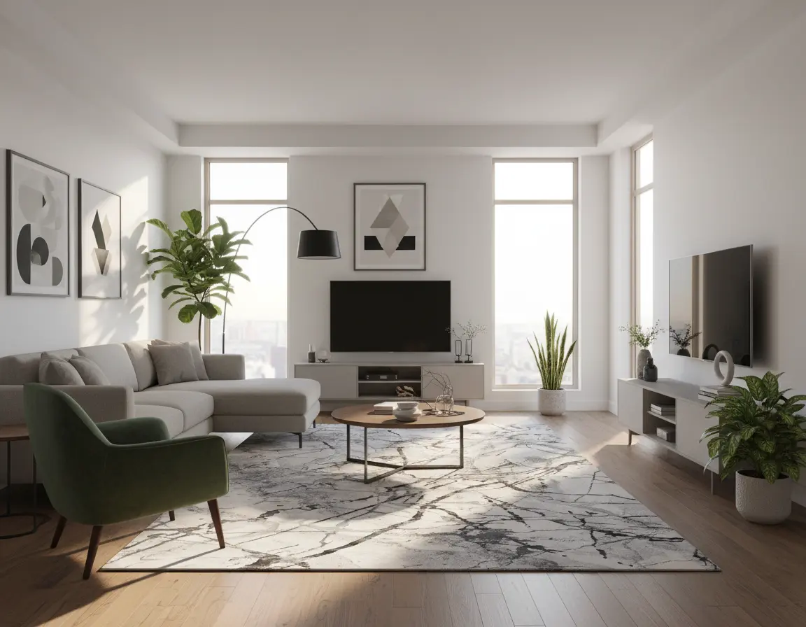 Tapete Moderno Neutro con Diseño Abstracto en Gris Oscuro Render