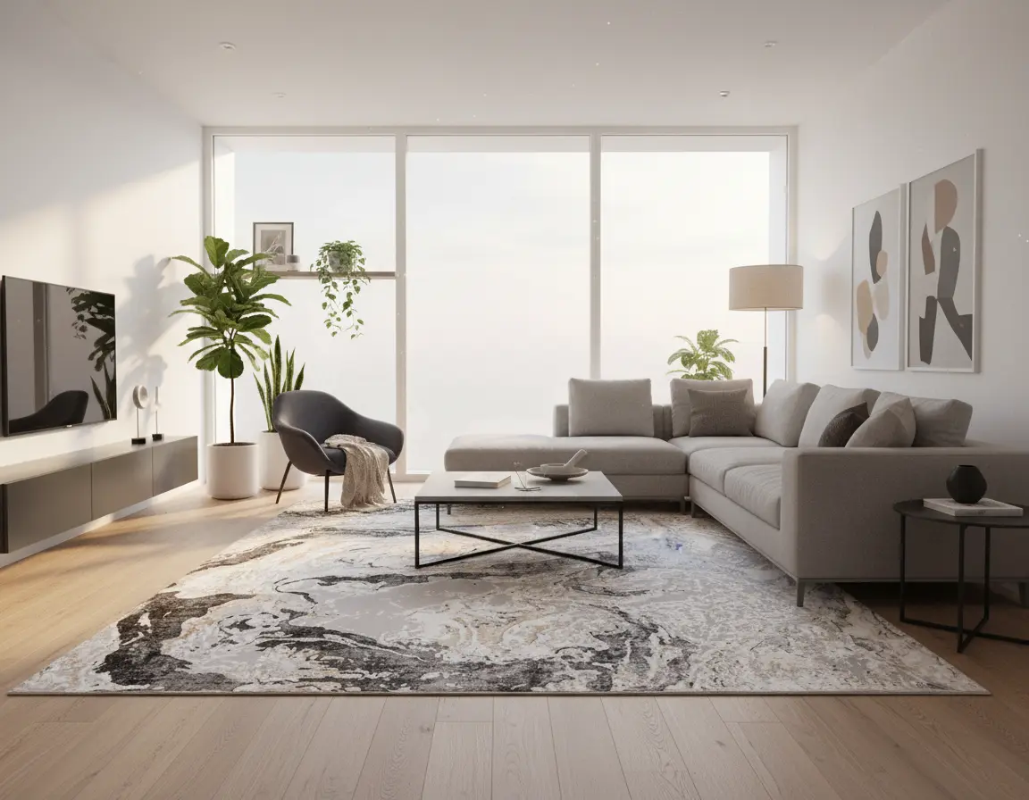 Tapete Moderno Gris con Diseño Abstracto en Gris Oscuro Render