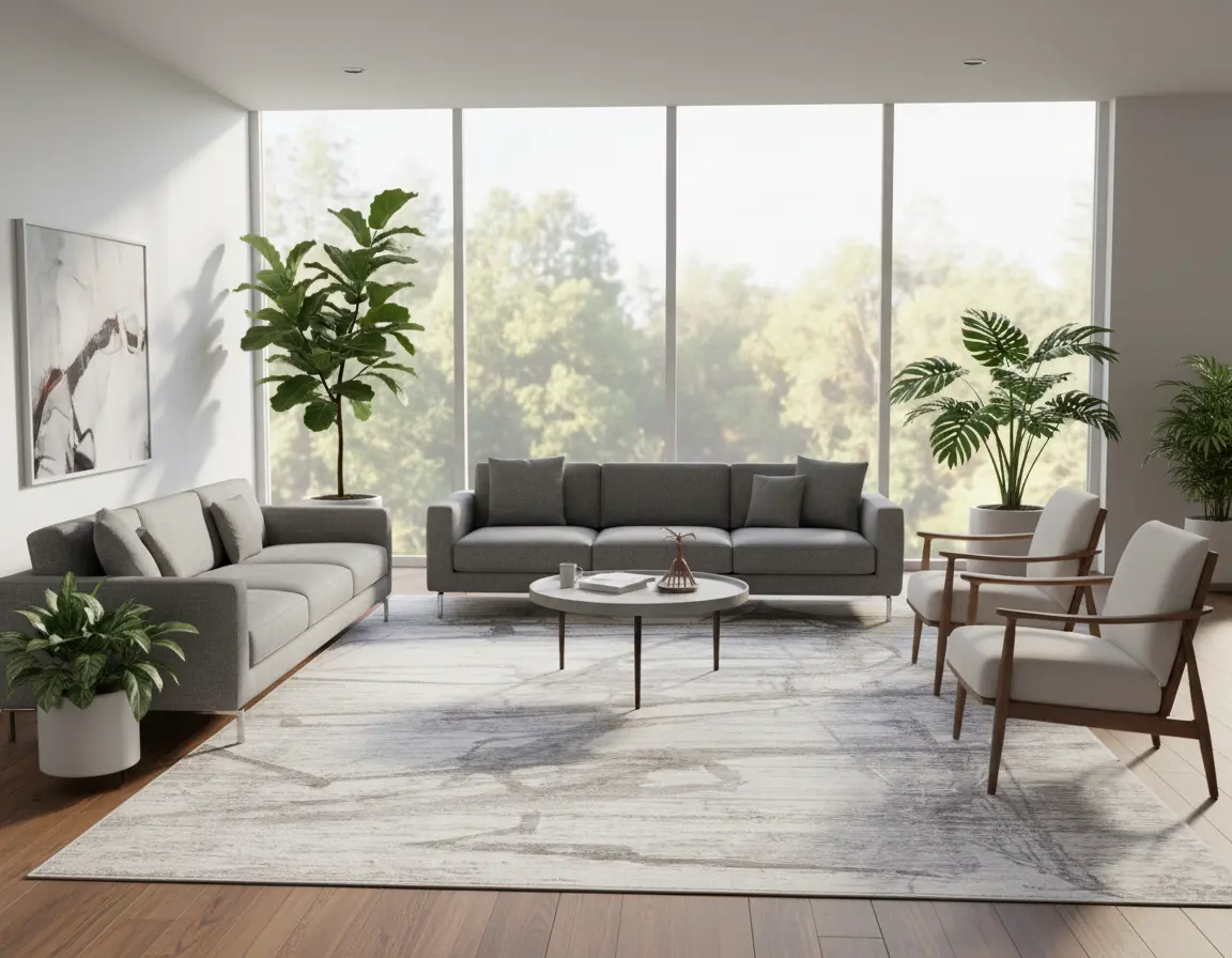 Tapete Moderno Neutro con Diseño Abstracto en Gris para tu Hogar Render