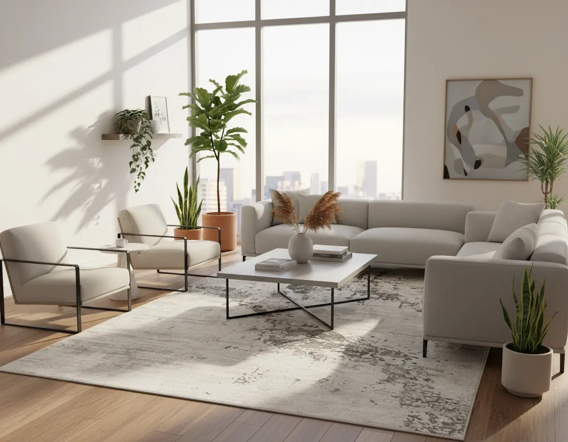 Tapete Moderno Neutro con Diseño Abstracto en Gris Oscuro Render