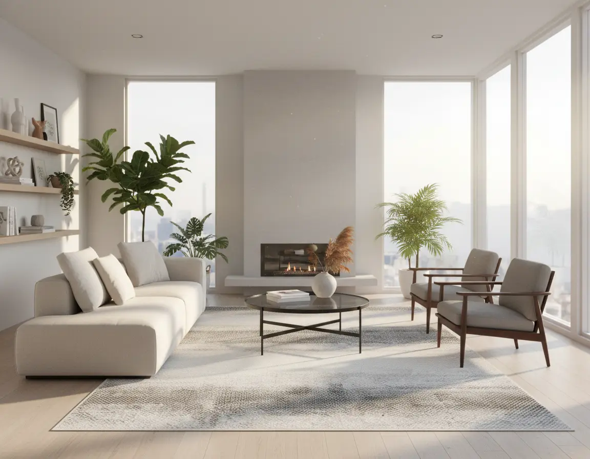 Tapete Moderno Neutro con Diseño Abstracto en Gris Oscuro Render