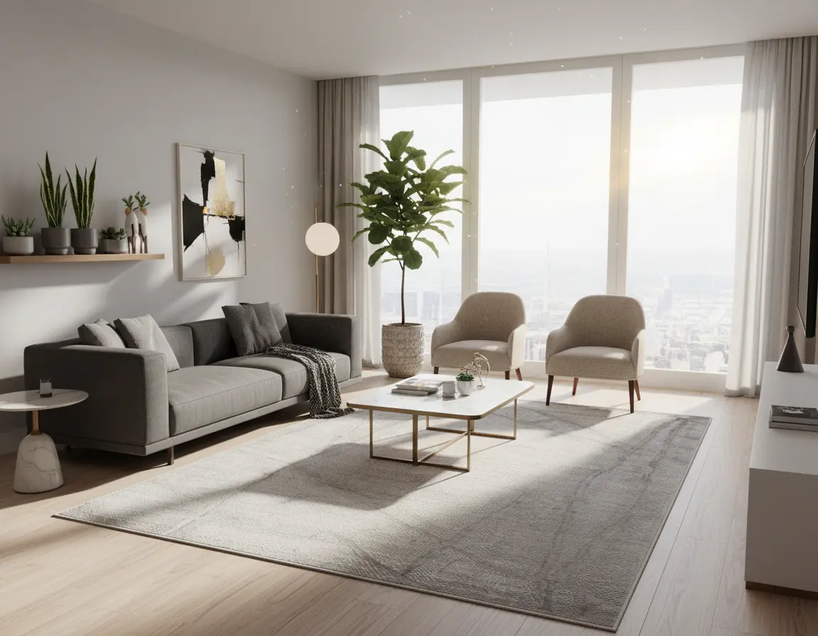 Tapete Moderno Neutro con Diseño Abstracto en Gris Render