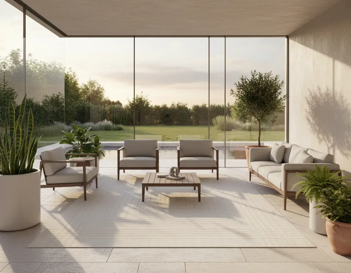 Tapete Moderno Neutro con Diseño Geométrico Sutil Render