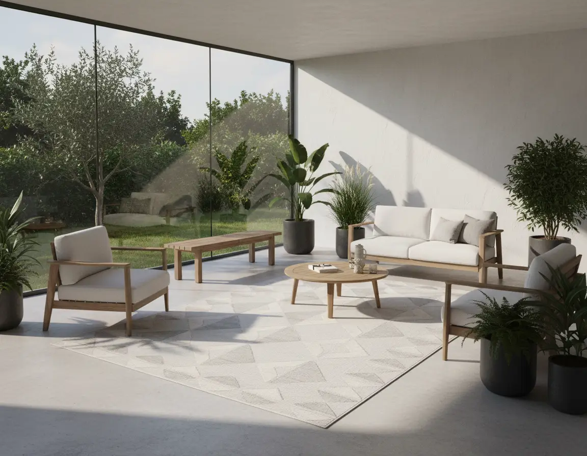 Tapete Moderno Gris con Diseño Geométrico en Neutro Colección FORZA Render