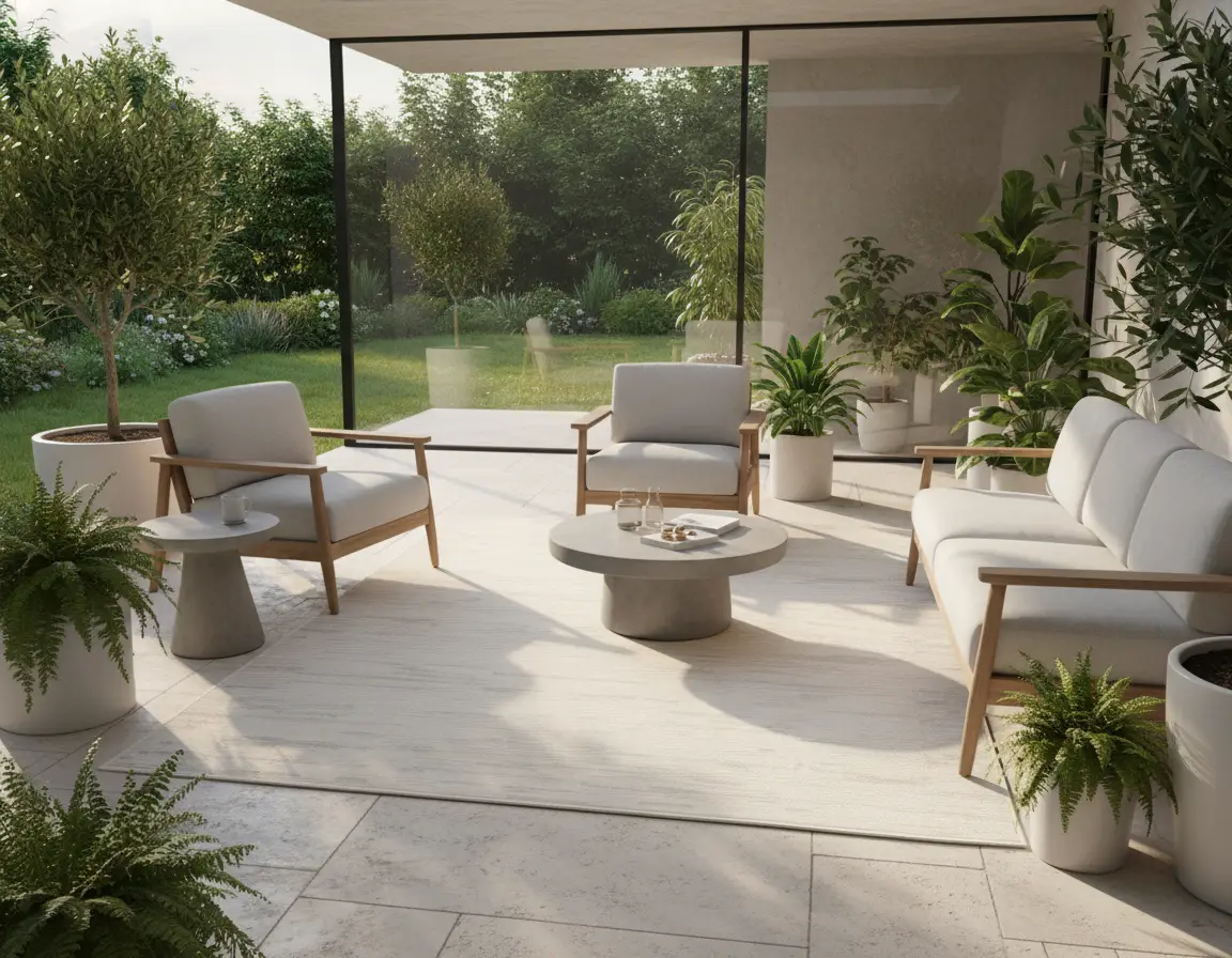 Tapete Moderno Neutro con Diseño Lineal en Gris para Sala Render