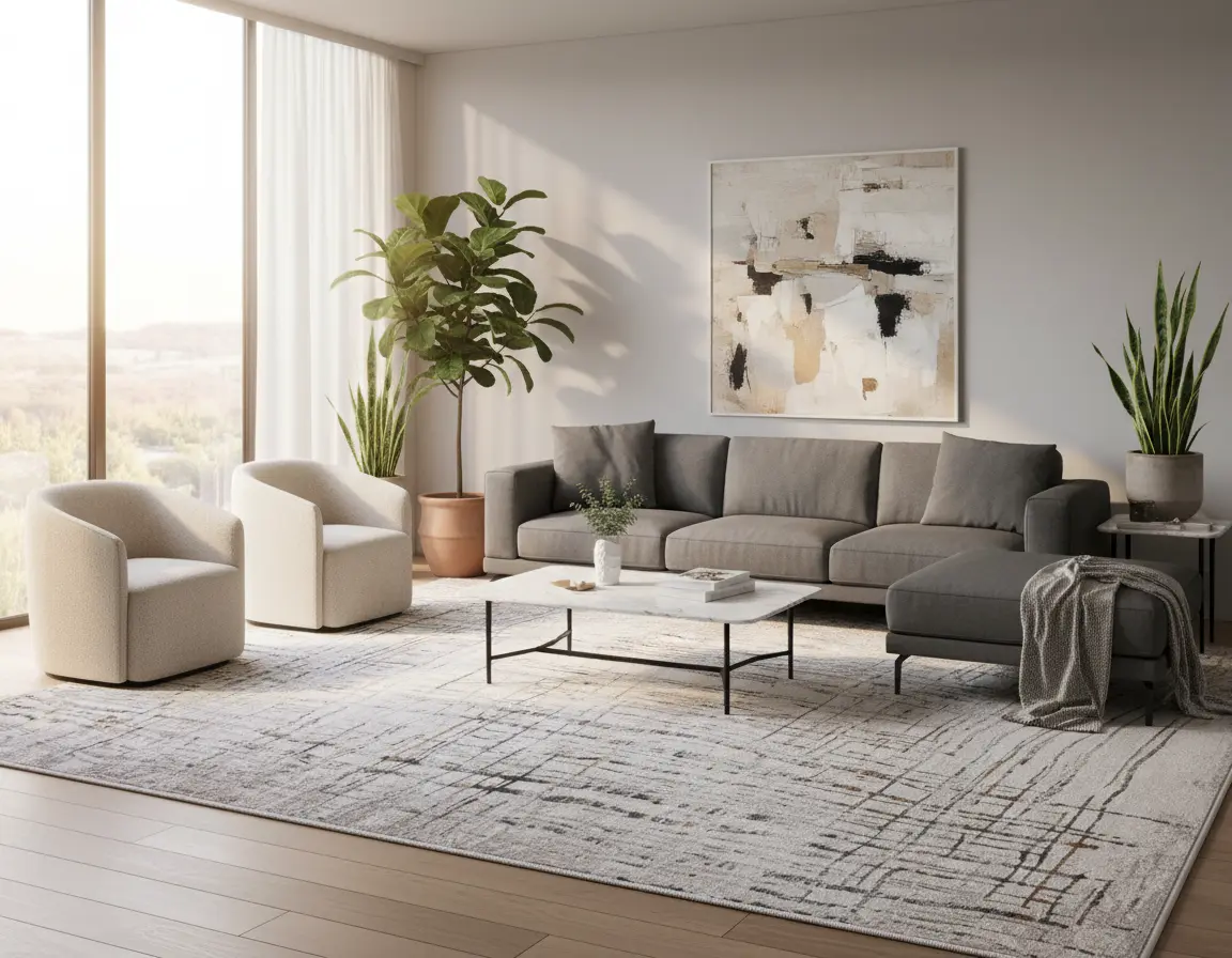 Tapete Moderno Neutro con Diseño Abstracto en Gris Oscuro Render