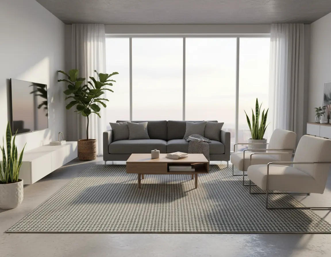 Tapete Texturizado Neutro con Diseño de Puntos en Azul Render