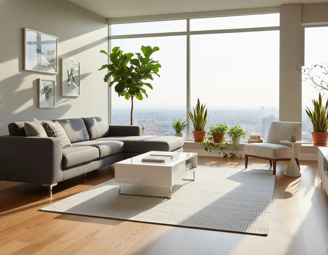 Tapete Moderno Gris con Textura Tejida para Espacios Luminosos Render