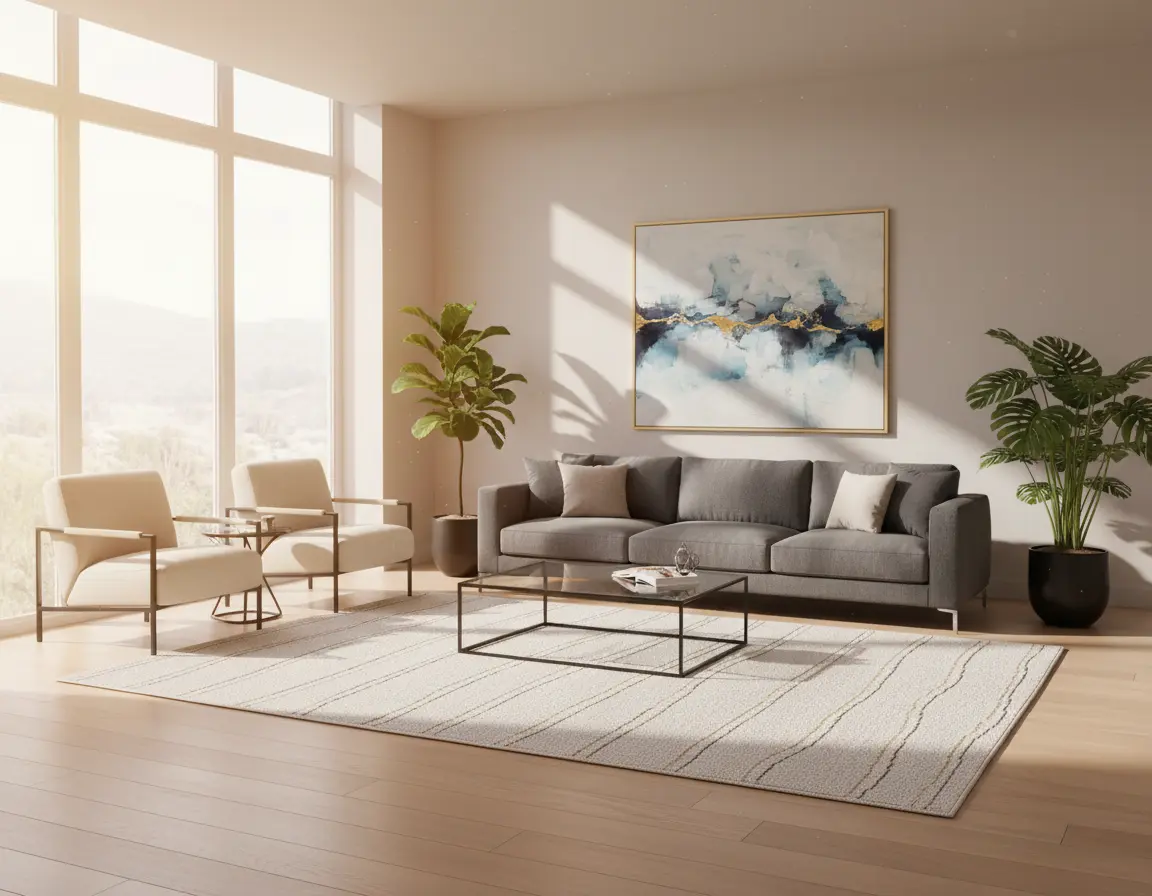 Tapete Moderno Neutro con Diseño de Líneas en Gris Oscuro Render