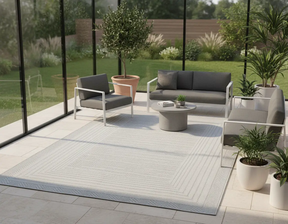 Tapete Moderno Gris con Diseño Geométrico Texturizado Render