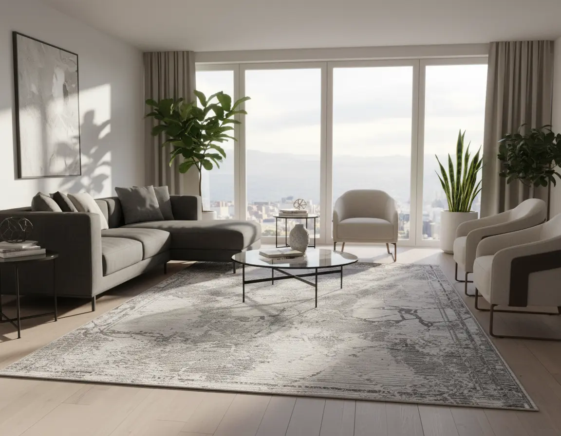 Tapete Moderno Gris con Diseño Abstracto de líneas Render