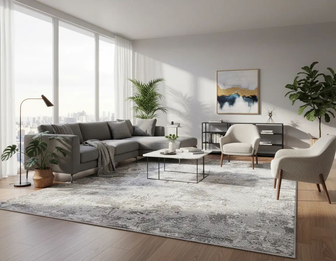 Tapete Moderno Gris con Diseño Abstracto y Textura Suave Render