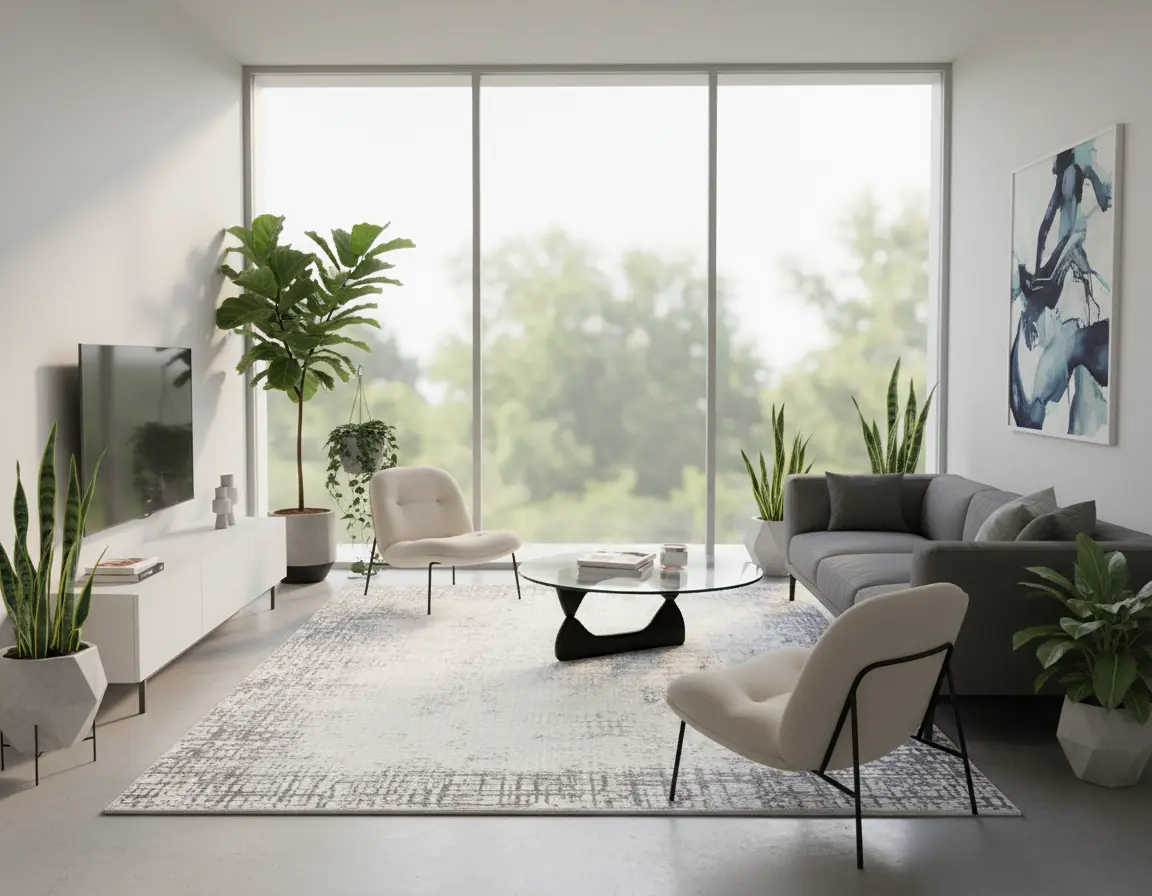 Tapete Moderno Neutro con Diseño Abstracto en Gris Render