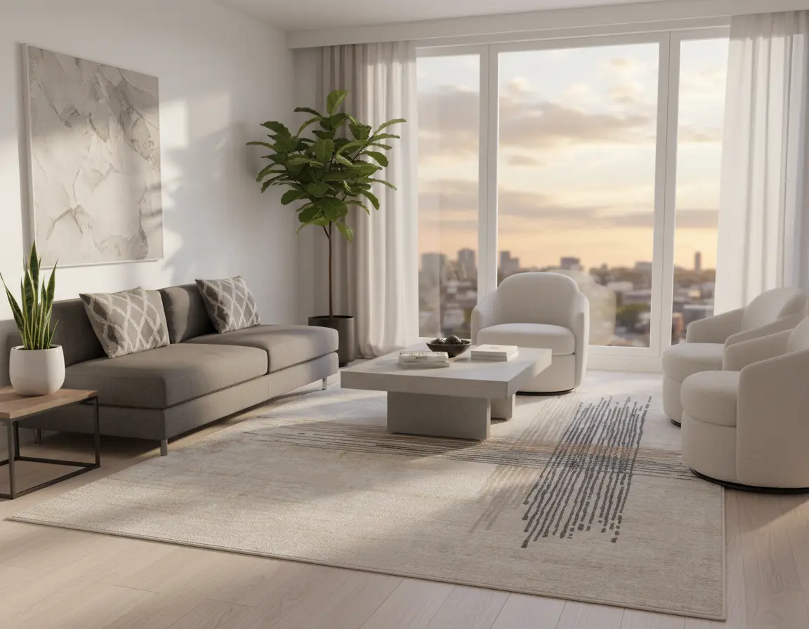 Tapete Moderno Neutro con Diseño Abstracto en Gris Oscuro Render