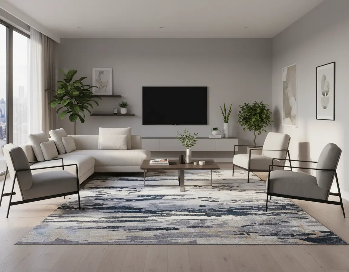 Tapete Moderno Neutro con Diseño Abstracto en Gris Oscuro Render