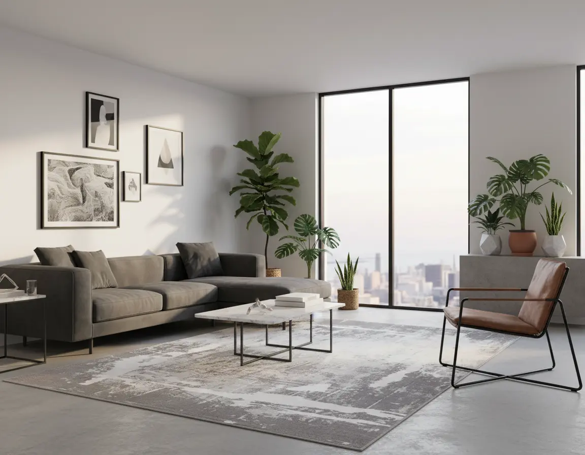 Tapete Moderno Gris con Diseño Abstracto para un Toque Artístico Render