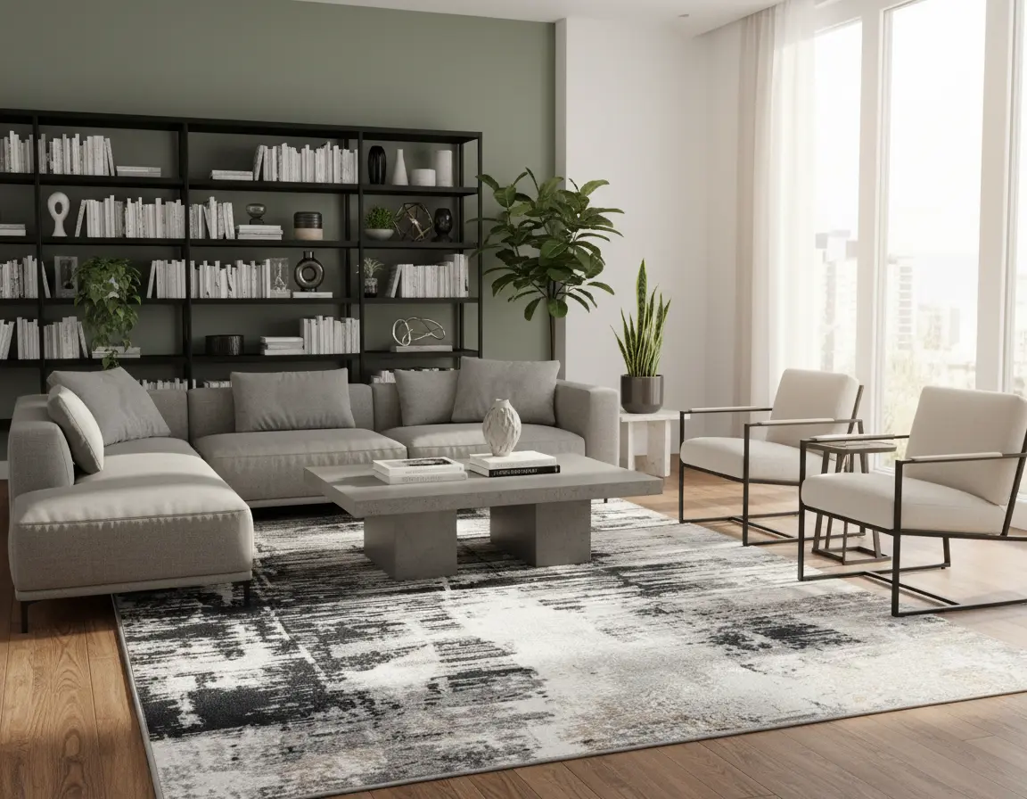 Tapete Moderno Gris con Diseño Abstracto en Gris Oscuro Render