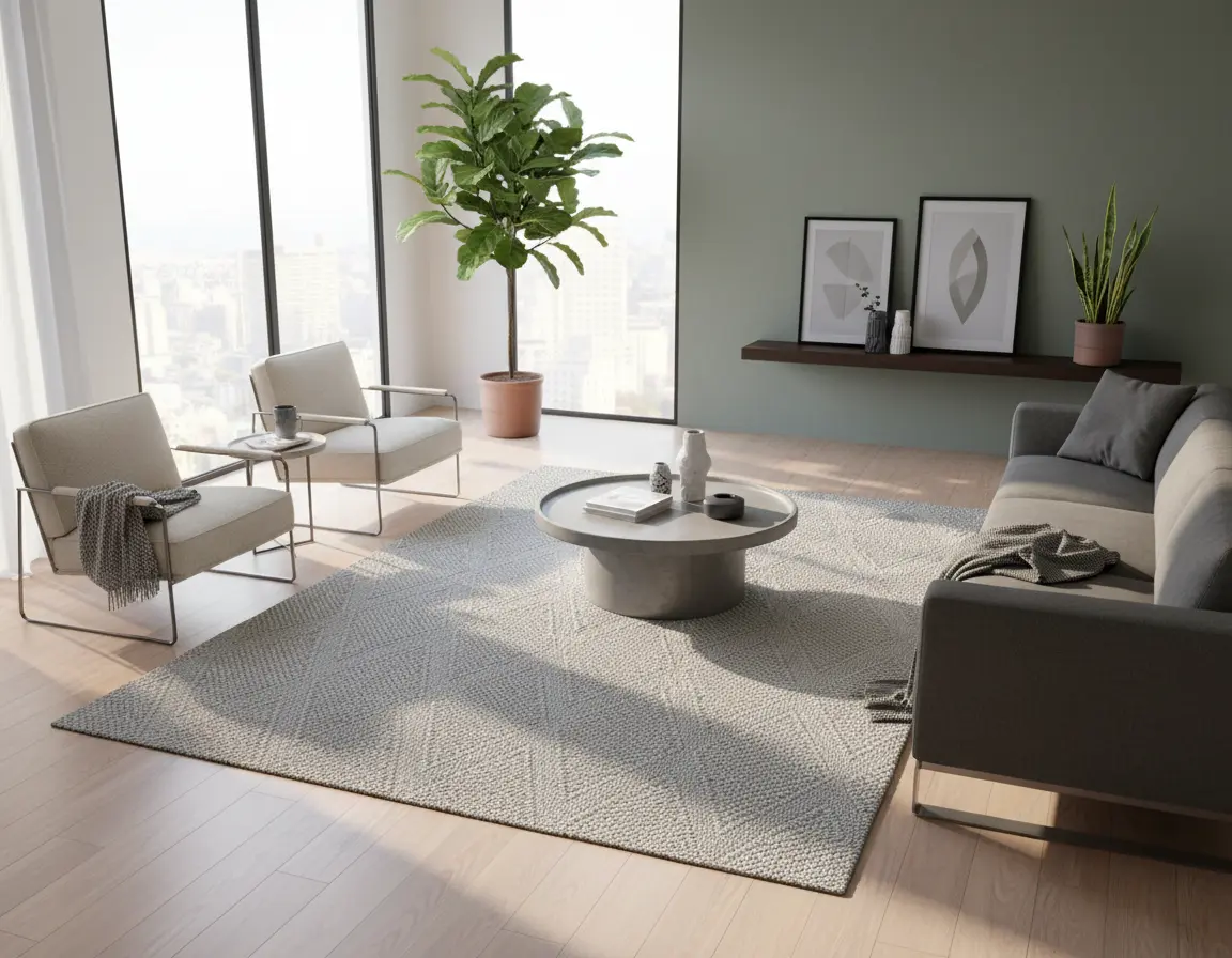 Tapete Moderno Gris con Diseño de Diamantes Render