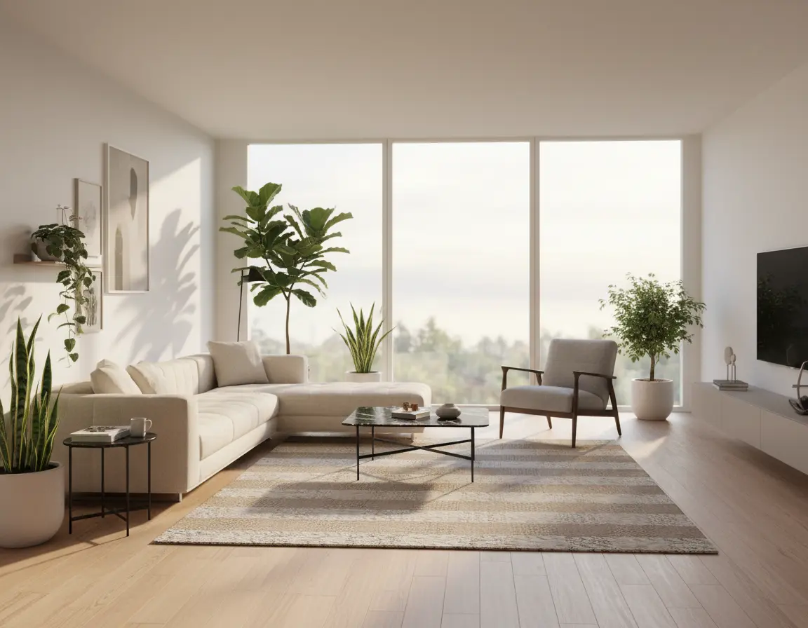 Tapete Texturizado Neutro con Diseño a Rayas Render