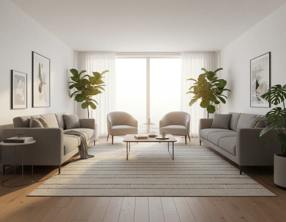 Tapete Moderno Neutro con Diseño a Rayas en Gris Oscuro Render