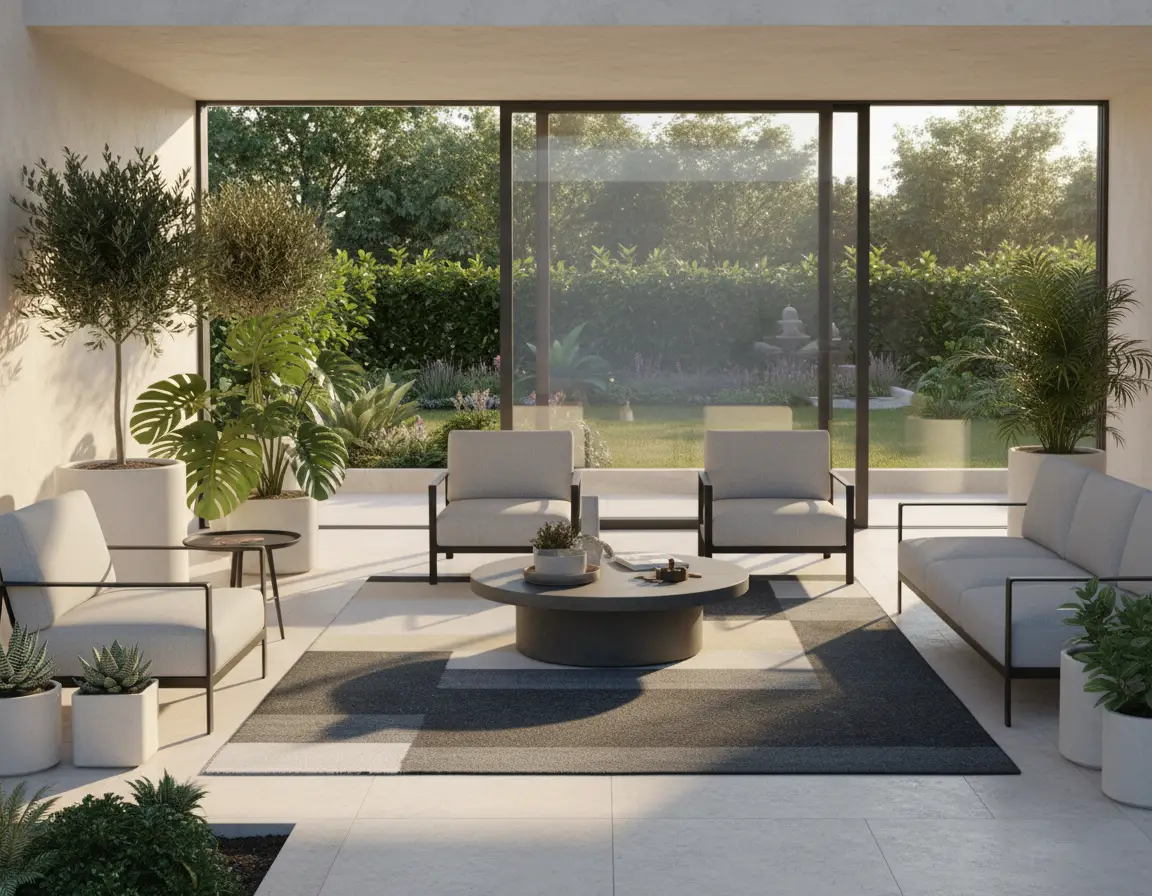 Tapete Moderno Gris Oscuro con Diseño Geométrico en Beige y Gris Render