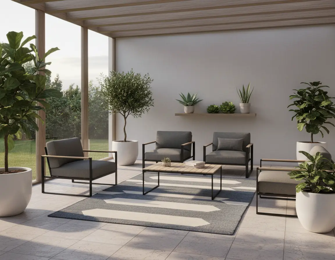 Tapete Moderno Azul con Diseño Geométrico en Neutro Render