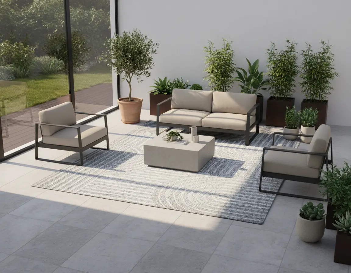 Tapete Moderno Gris con Diseño Geométrico Abstracto Render